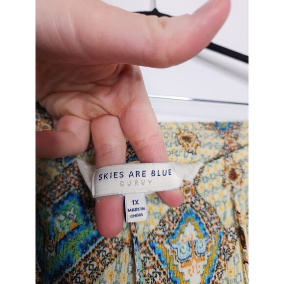 Y2k Skies are Blue Curvy Rayon Boho Maxi Skirt Elastic Stretch Fairy Whimsy 1x - Picture 4 of 6